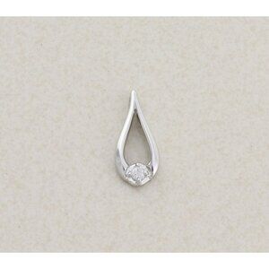 Pendant Only 10k White Gold .06 carat Diamond Tear Drop Pendant 3/4" x 3/8"